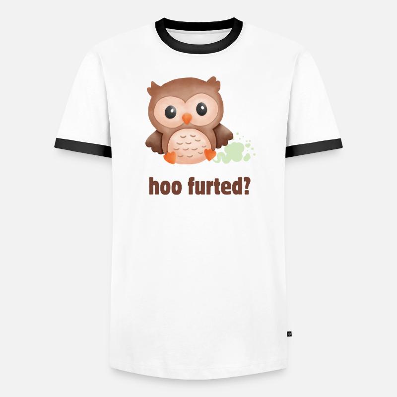 Hoo Furted Owl Gioco di parole - Maglietta Contrast da uomo - bianco/nero