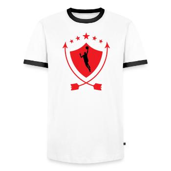 Basket Ball / Basketball / Basktet-Ball / Sport - T-shirt contrasté Homme - blanc/noir - Devant - AI Model Female 172 light (172cm) & AI Model Male 178 dark (178cm)