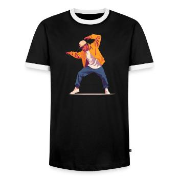 Motif de danse Personne en Breakdance Pose Dancer - T-shirt contrasté Homme - noir/blanc - Devant - AI Model Female 172 light (172cm) & AI Model Male 178 light (178cm)