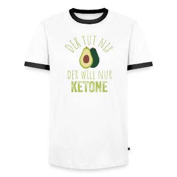 Avocado Keto Saying Image - Men's Ringer Shirt - white/black - Front - AI Model Female 172 light (172cm) & AI Model Male 178 dark (178cm)