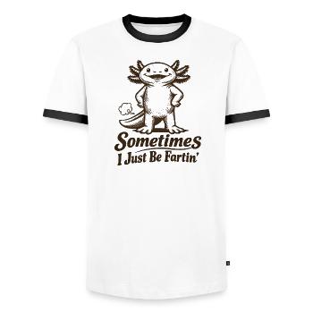 Parfois, je pète simplement. - T-shirt contrasté Homme - blanc/noir - Devant - AI Model Female 172 light (172cm) & AI Model Male 178 dark (178cm)