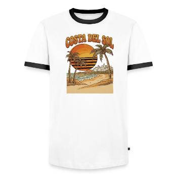 Vacances Costa del Sol Espagne - T-shirt contrasté Homme - blanc/noir - Devant - AI Model Female 172 light (172cm) & AI Model Male 178 dark (178cm)