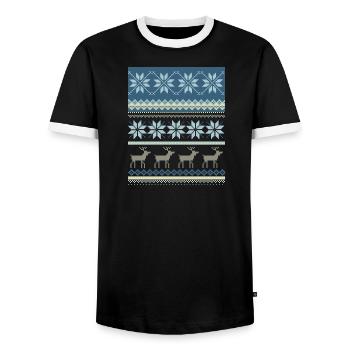 Sparkling Winter Scene - Men's Ringer Shirt - black/white - Front - AI Model Female 172 light (172cm) & AI Model Male 178 light (178cm)
