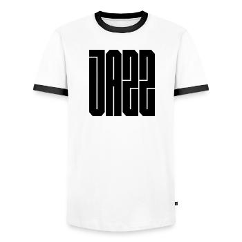 Jazz bold typography logo - Men's Ringer Shirt - white/black - Front - AI Model Female 172 light (172cm) & AI Model Male 178 dark (178cm)