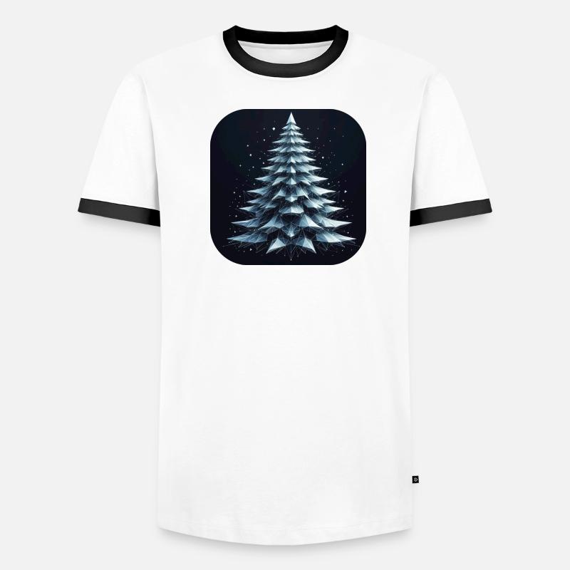 Weihnachtsbaum Tannenbaum Polygone Grün - Männer Kontrast-T-Shirt - Weiß/Schwarz