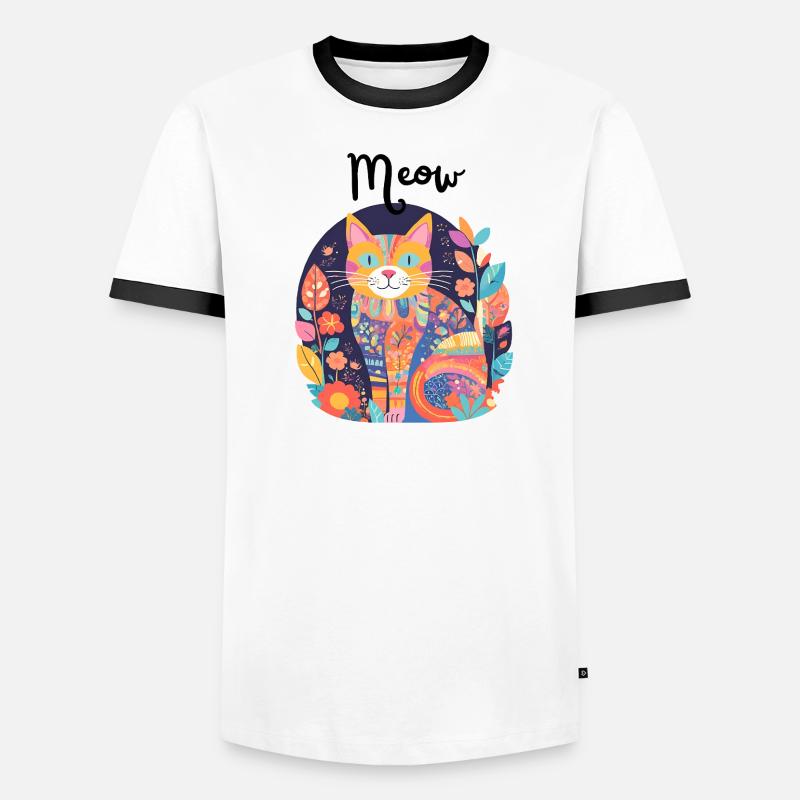 Colorful Cat Patchwork Anthology - Men's Ringer Shirt - white/black