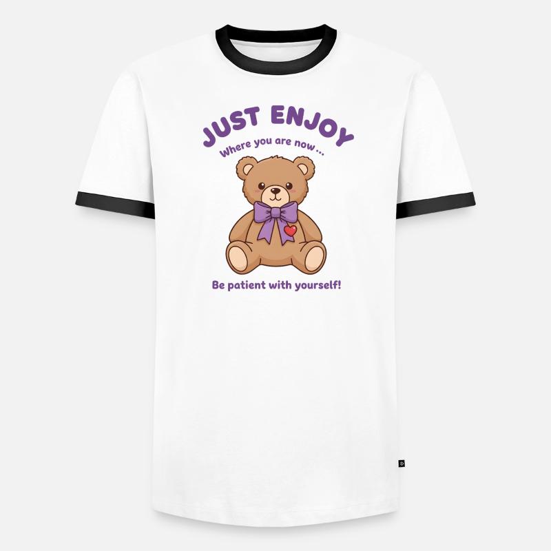 Teddybär Sei geduldig mit dir selbst - Männer Kontrast-T-Shirt - Weiß/Schwarz