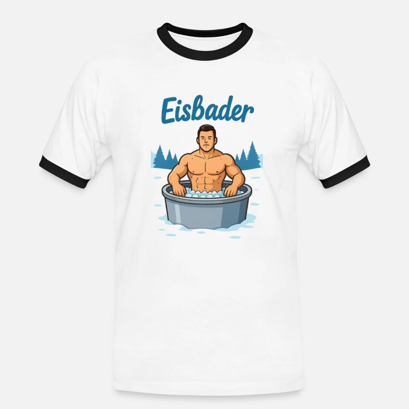 Eisbader Muskelmann im Eisbad - Men's Ringer Shirt - white/black
