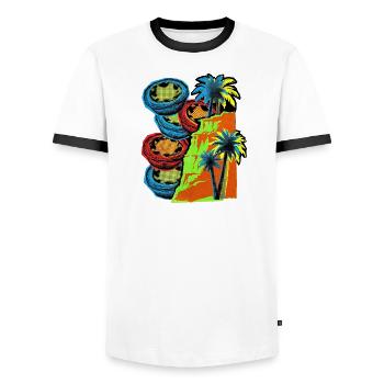 Portugal Coast - Men's Ringer Shirt - white/black - Front - AI Model Female 172 light (172cm) & AI Model Male 178 dark (178cm)