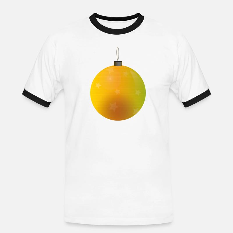 gelbliche Weihnachtskugel mit Sternen - Männer Kontrast-T-Shirt - Weiß/Schwarz