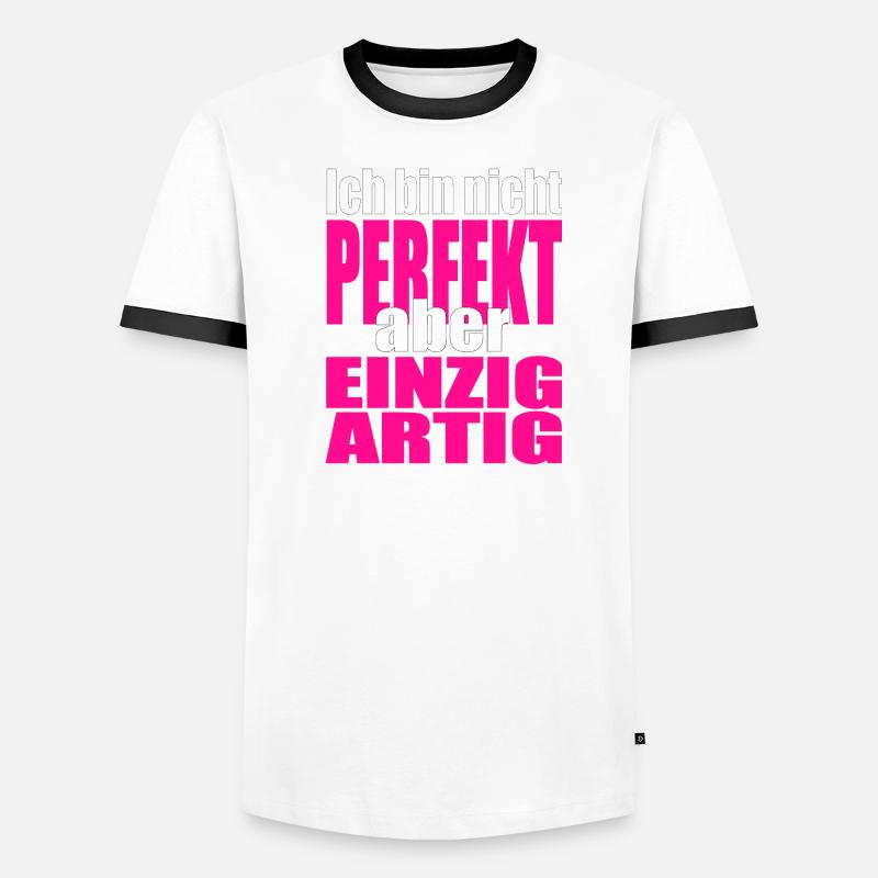 Nicht perfekt, einzigartig in Pink - Männer Kontrast-T-Shirt - Weiß/Schwarz