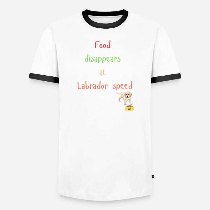 Labrador Cibo Scomparsa Design Giocoso - Maglietta Contrast da uomo - bianco/nero