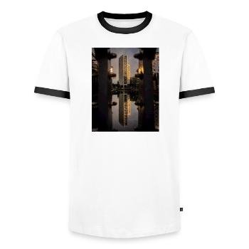 Coincé entre les boulons - T-shirt contrasté Homme - blanc/noir - Devant - AI Model Female 172 light (172cm) & AI Model Male 178 dark (178cm)