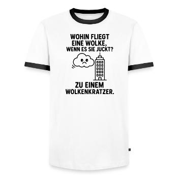wolke kratzen kinderwitz - Männer Kontrast-T-Shirt - Weiß/Schwarz - Vorne - AI Model Female 172 light (172cm) & AI Model Male 178 dark (178cm)