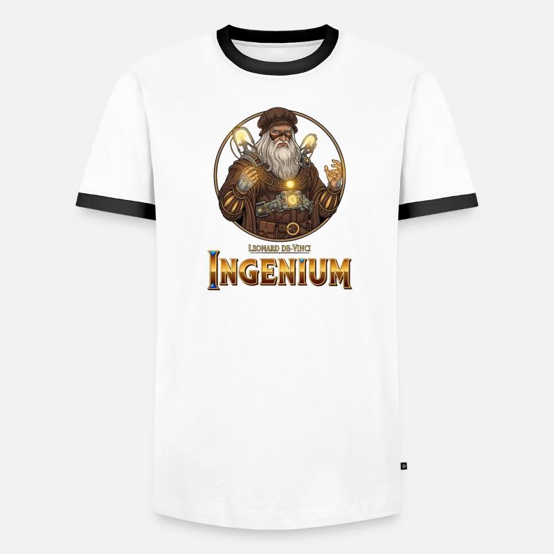Ingenium Leonardo: Steampunk-Zauberer - Männer Kontrast-T-Shirt - Weiß/Schwarz