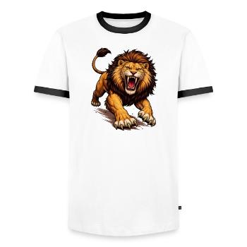 Une bande dessinée Fierce Lion - T-shirt contrasté Homme - blanc/noir - Devant - AI Model Female 172 light (172cm) & AI Model Male 178 dark (178cm)
