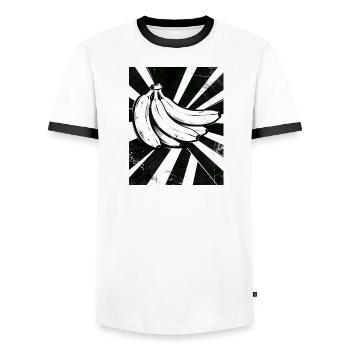 Black and White Bananas Collage - Men's Ringer Shirt - white/black - Front - AI Model Female 172 light (172cm) & AI Model Male 178 dark (178cm)