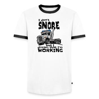 1477_i_dont_snore-TRUCK - Men's Ringer Shirt - white/black - Front - AI Model Female 172 light (172cm) & AI Model Male 178 dark (178cm)