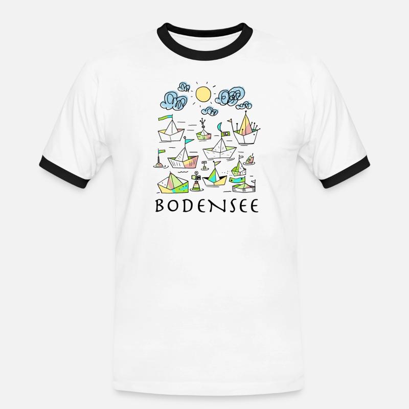Bodensee - Männer Kontrast-T-Shirt - Weiß/Schwarz