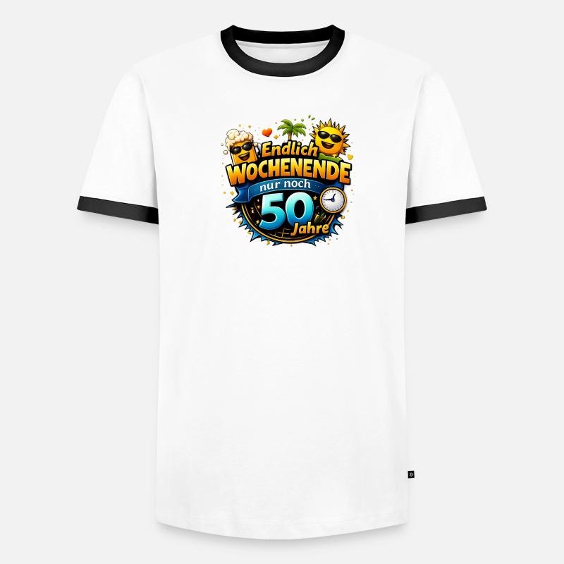 Finally weekend only 50 years left - Men's Ringer Shirt - white/black