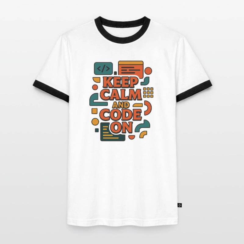 Reste calme et code activé – Chemise de codeur drôle T-shirt contrasté Homme