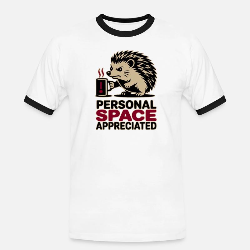Grumpy Hedgehog Personal Space Introvert Coffee - Men's Ringer Shirt - white/black
