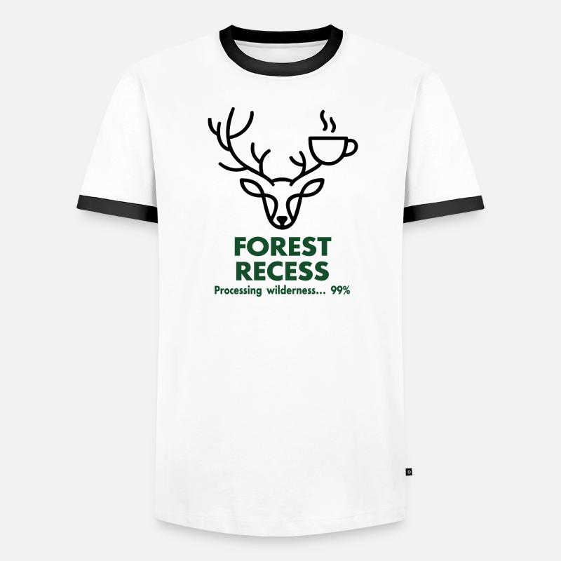 Deer with Cup in Forest - Men's Ringer Shirt - white/black