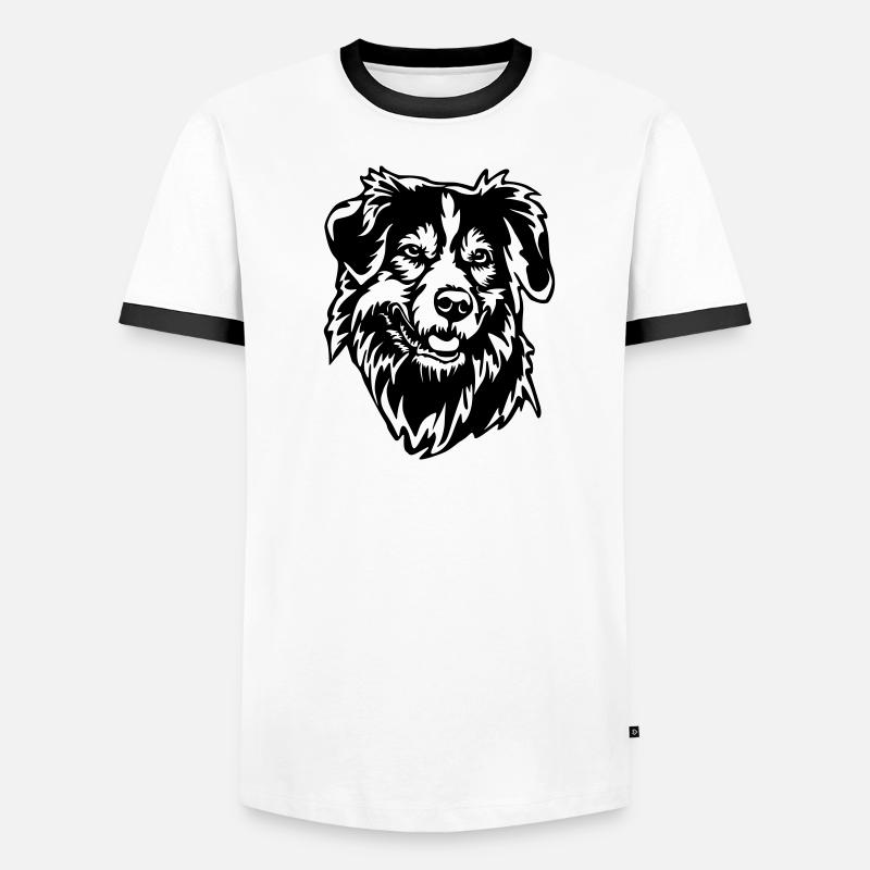 Australian Shepherd Kopf - Männer Kontrast-T-Shirt - Weiß/Schwarz