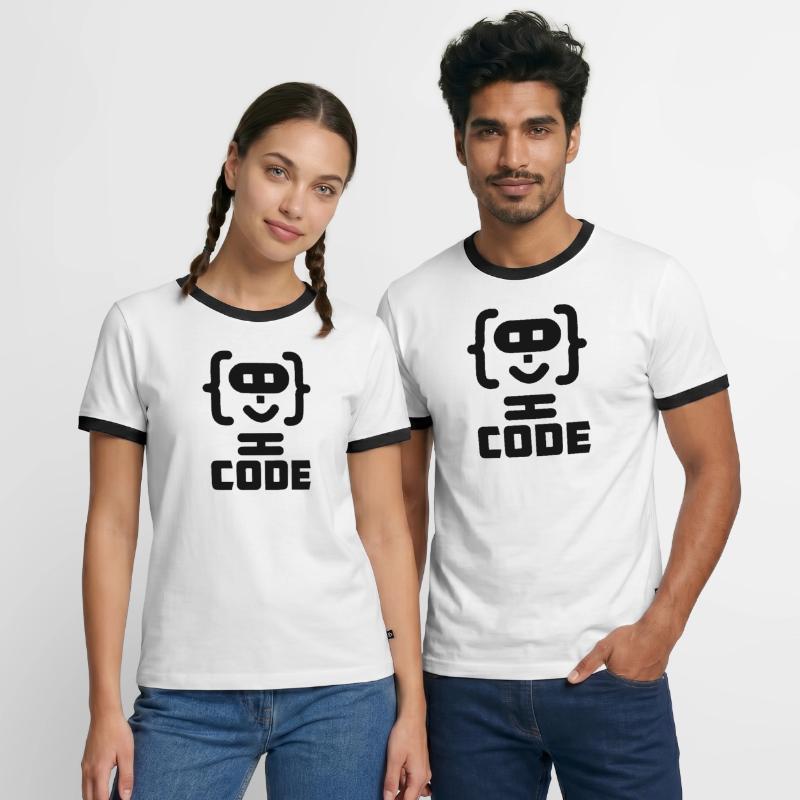 Hacker programmer code logo with text CODE Men's Ringer Shirt