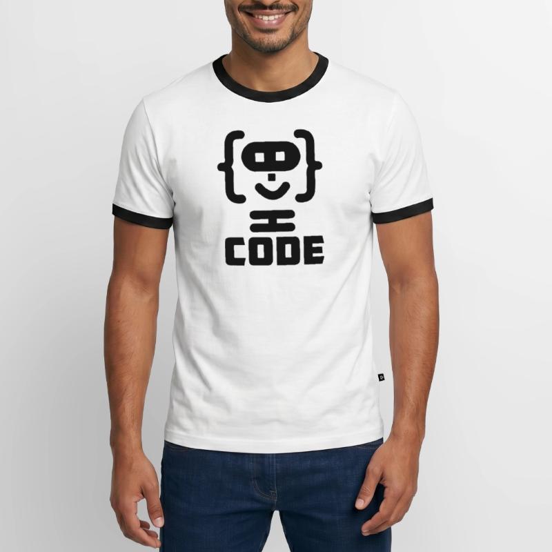 Hacker-Programmierer-Code-Logo mit Text CODE Männer Kontrast-T-Shirt