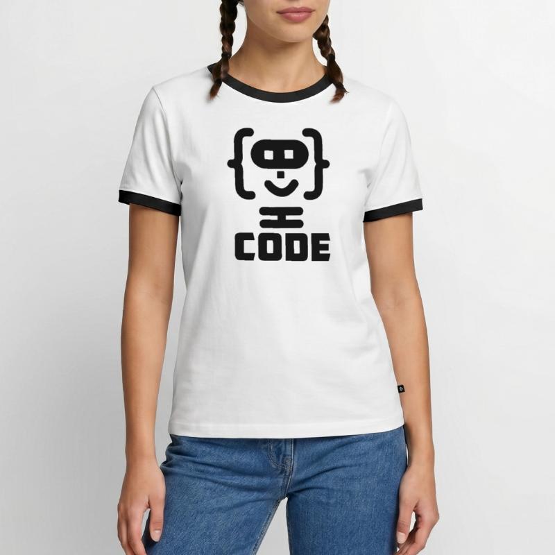 Hacker-Programmierer-Code-Logo mit Text CODE Männer Kontrast-T-Shirt