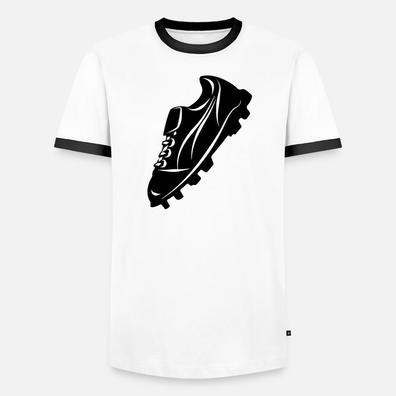 Fußballschuh transparente Schattenfigur - Männer Kontrast-T-Shirt - Weiß/Schwarz