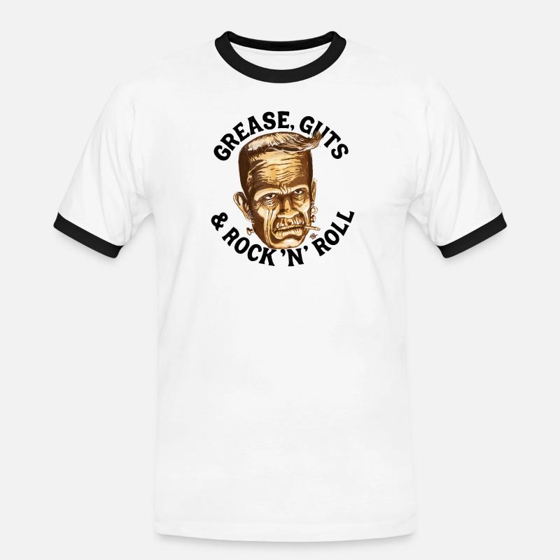 Gomina, Eingeweide & Rock... - Männer Kontrast-T-Shirt - Weiß/Schwarz