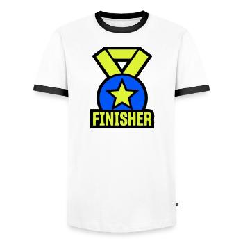 Stolzer Finisher Medaille Stern - Männer Kontrast-T-Shirt - Weiß/Schwarz - Vorne - AI Model Female 172 light (172cm) & AI Model Male 178 dark (178cm)