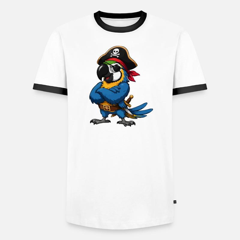 Pirate bird with eye patch - Men's Ringer Shirt - white/black
