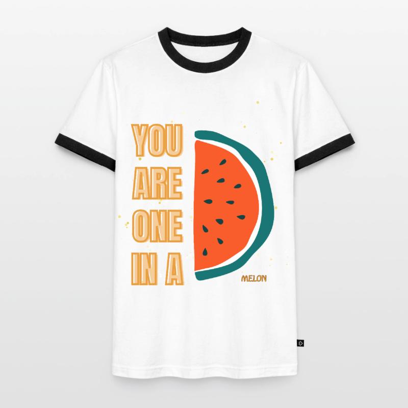 C’est drôle, tu es un dans une pastèque, pastèque, fruit de jeu de mots T-shirt contrasté Homme