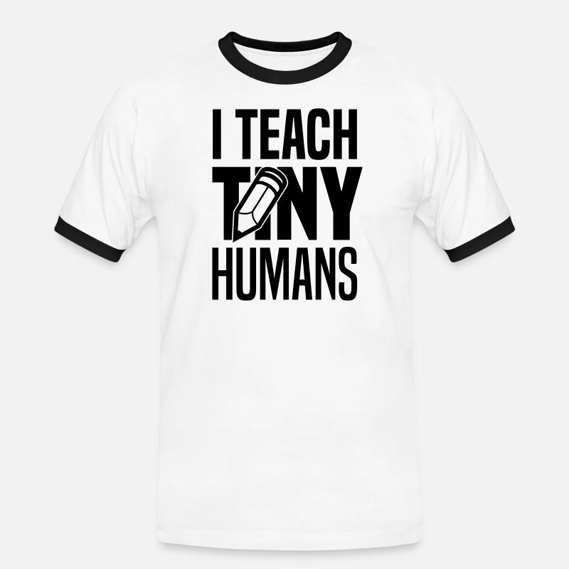 I teach tiny humans - Männer Kontrast-T-Shirt - Weiß/Schwarz