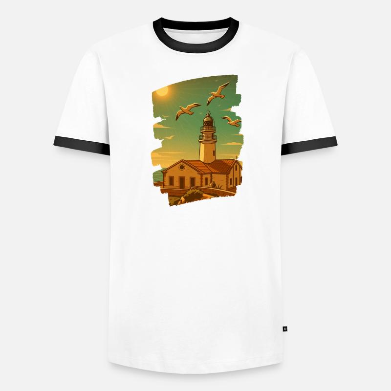 Far de Capdepera - Cala Ratjada - Männer Kontrast-T-Shirt - Weiß/Schwarz
