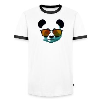 Panda with Sunglasses Gradient - Men's Ringer Shirt - white/black - Front - AI Model Female 172 light (172cm) & AI Model Male 178 dark (178cm)