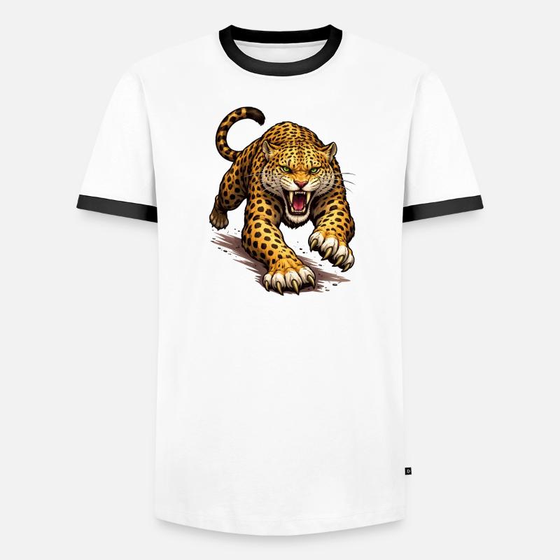 Leopard Animal Comic - Männer Kontrast-T-Shirt - Weiß/Schwarz