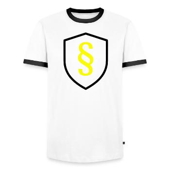 Paragraph Shield Law - Men's Ringer Shirt - white/black - Front - AI Model Female 172 light (172cm) & AI Model Male 178 dark (178cm)