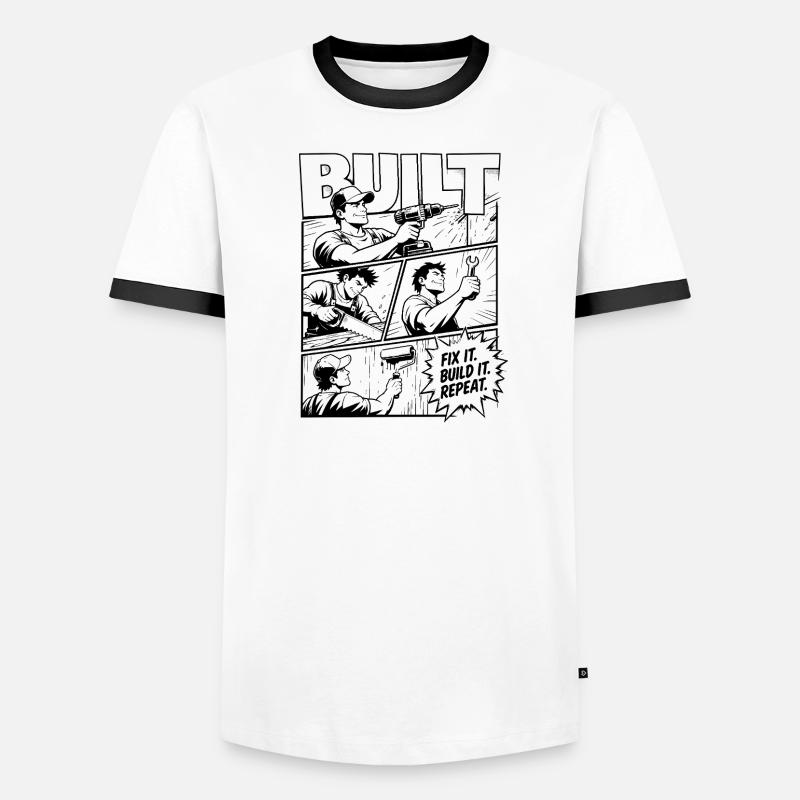 Built Fix It Build It Repeat - Männer Kontrast-T-Shirt - Weiß/Schwarz