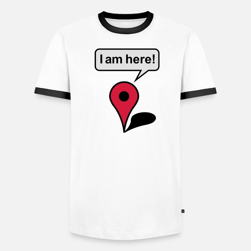 I am here! Google Maps - Männer Kontrast-T-Shirt - Weiß/Schwarz