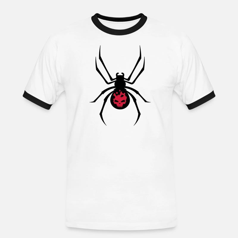 Schwarze Spinne mit Skull Muster - Männer Kontrast-T-Shirt - Weiß/Schwarz
