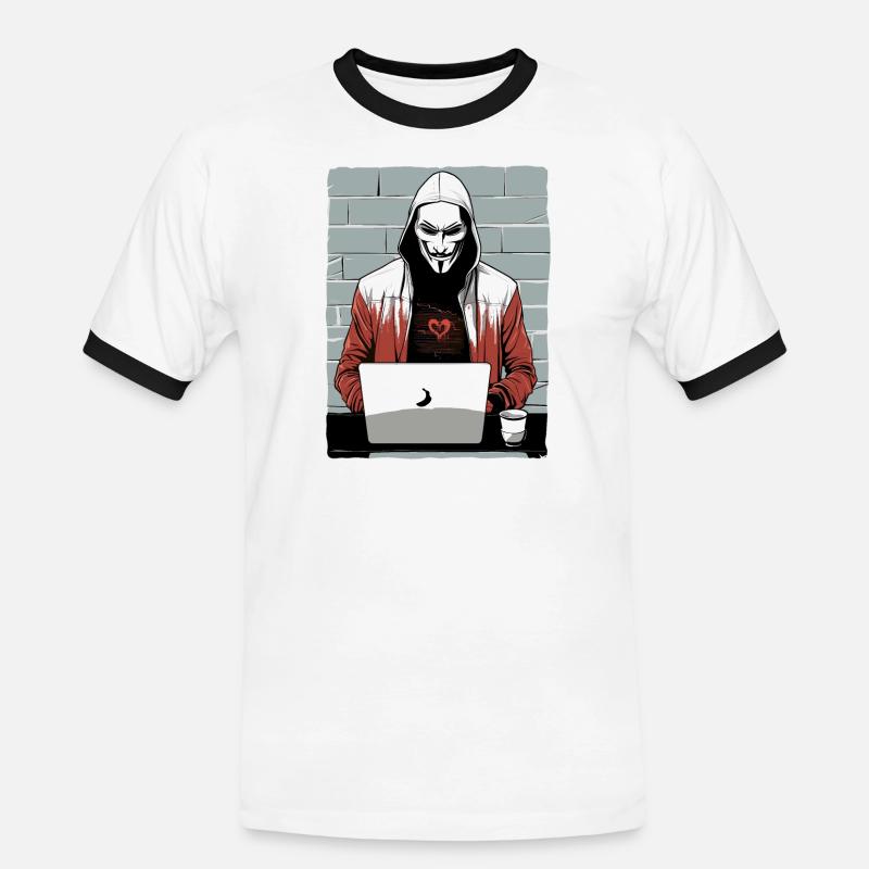 Anonymous Hacker - Men's Ringer Shirt - white/black