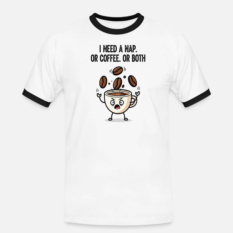 Nickerchen oder Kaffeetassen-Stimmung - Männer Kontrast-T-Shirt - Weiß/Schwarz