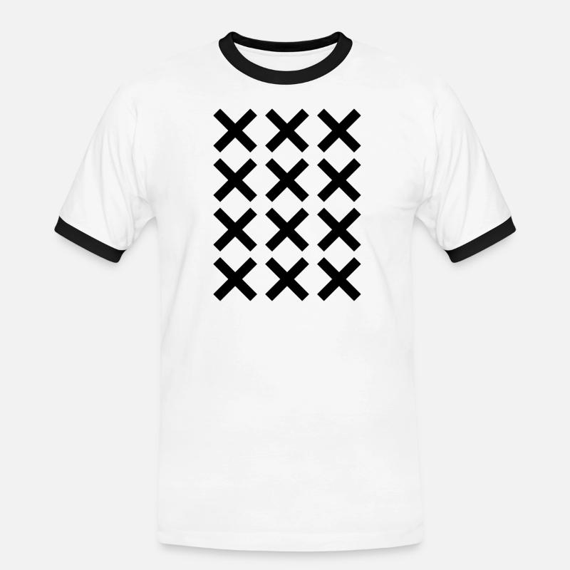 X pattern grid design - Men's Ringer Shirt - white/black