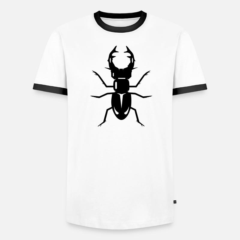 stilisierter Hirschkäfer mit prächtigen Geweih - Männer Kontrast-T-Shirt - Weiß/Schwarz