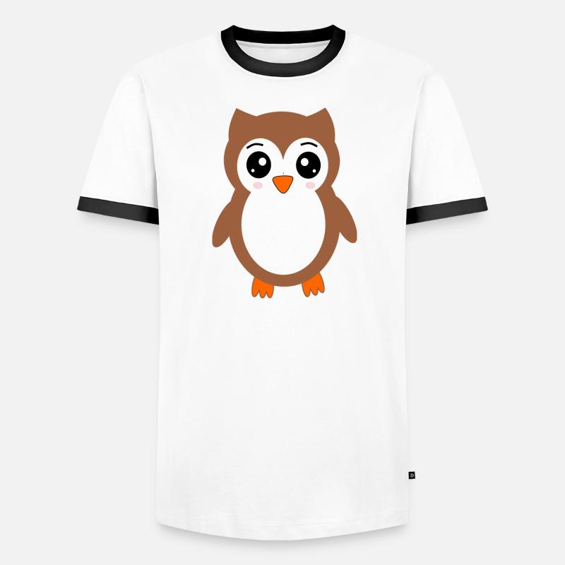 braune Eule Vogel Vogelschutz - Männer Kontrast-T-Shirt - Weiß/Schwarz