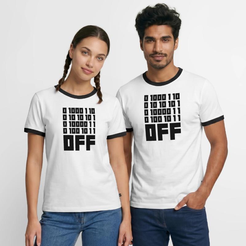 Binary Code F**k OFF – Nerd Humor & Geek Code Men's Ringer Shirt